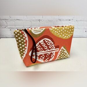 Add Libb Libby Mitchell Fabric Clutch Salmon Coral Leaf Design
